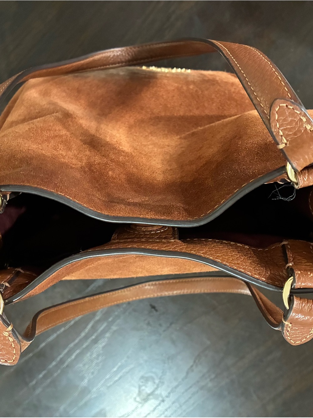 Coach Suede Shoulder Bag in Rich Chestnut Brown with Tassels - Picture 7 of 9